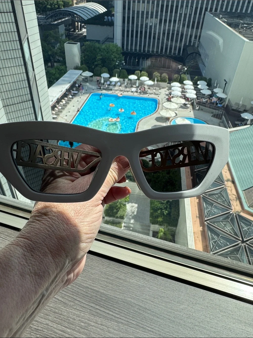 Versace White Cat-Eye Sunglasses with Black Lenses (full inclusion)